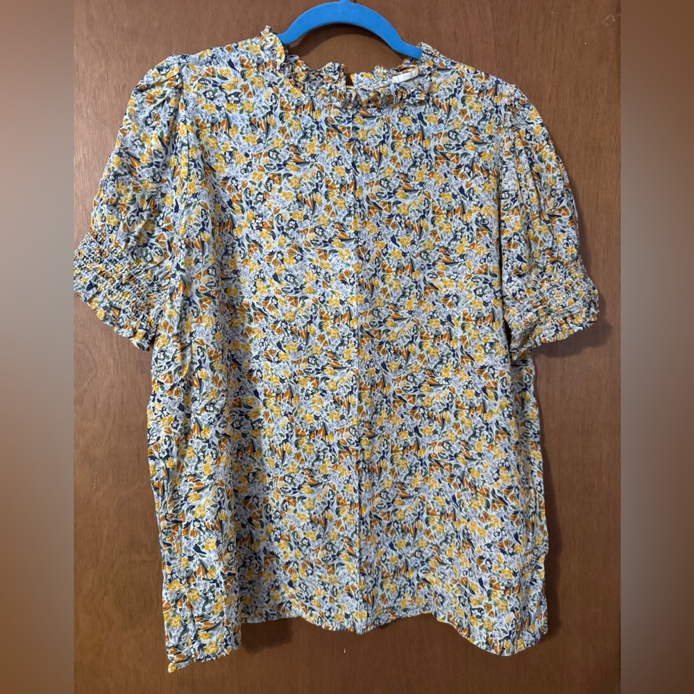 Floral Print Dress with Yellow and Blue Accents